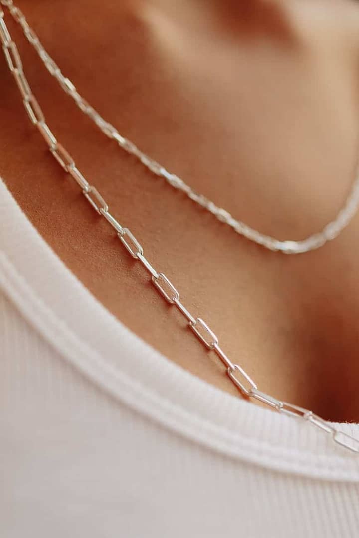 close up of woman necklaces